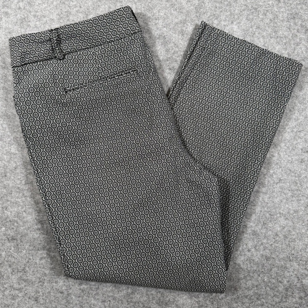 George Dress Pants Womens 14 Fits Like 10 Black White Geometric Print Rayon EUC